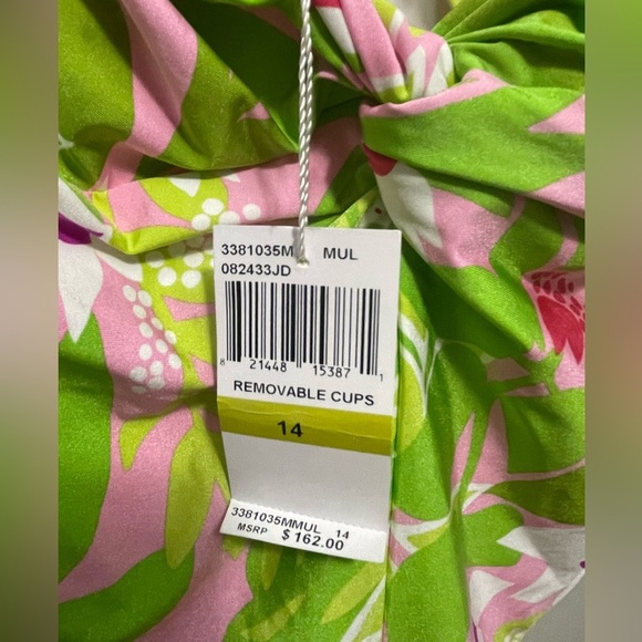 Trina Turk La Palma Convertible Twist Back High Leg One Piece Swim Multi Size 14 - Picture 3 of 5